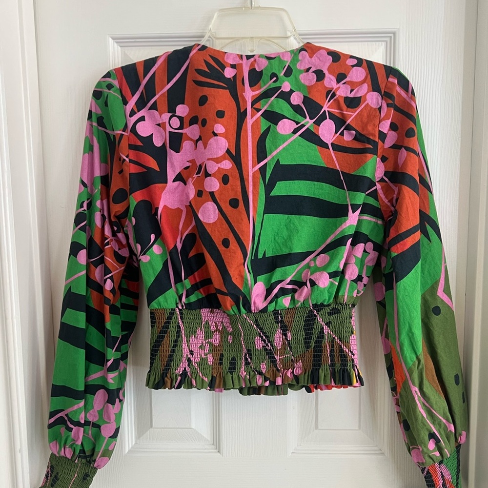 Anthropologie Roopa Pemmaraju multi color Faux wrap blouse Small - Picture 12 of 12